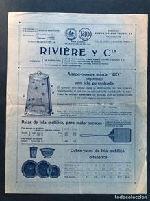 Werbekataloge: RIVIÈRE Y Cia. / ATRAPAMOSCAS - CUBRE VASOS - GUARDA COMIDAS / BARCELONA 1929